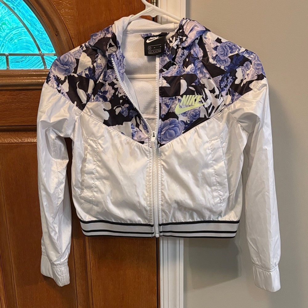 Nike Kids White and Blue Floral Jacket